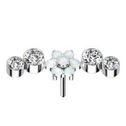 Fleur argentée sans filetage Opales blanches...