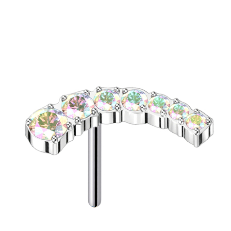 Threadless silber gebogen sieben absteigende Kristalle multicolor