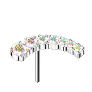 Threadless silber gebogen sieben absteigende Kristalle...