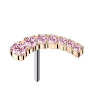 Threadless rosegold gebogen sieben absteigende Kristalle...