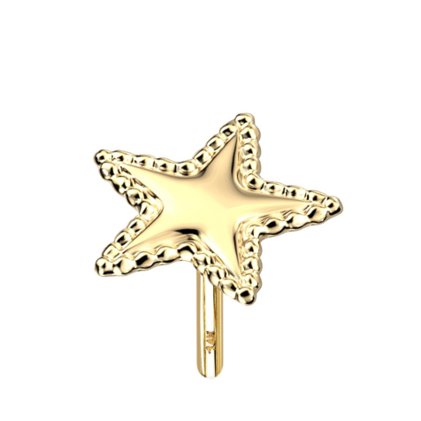 Stella doro 14k senza fili con bordo a sfera