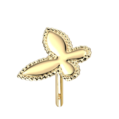 Threadless 14k gold butterfly with ball rim
