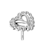 Threadless 14k white gold heart with ball rim