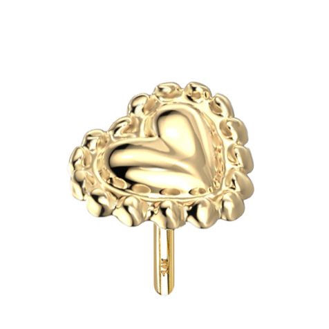 Threadless 14k gold heart with ball rim
