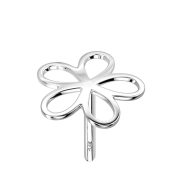 Threadless fleur en or blanc 14k