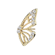 Threadless 14k gold Schmetterlingsflügel mit Kristallen