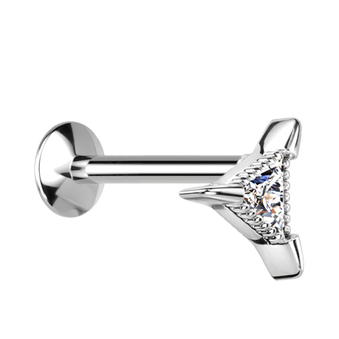 Micro Threadless UFO Labret argento triangolo argento triangolo cristallo argento