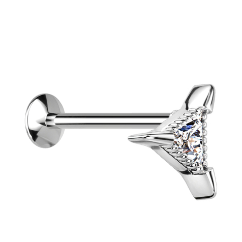 Micro Threadless UFO Labret argent triangle argent cristal triangle argent