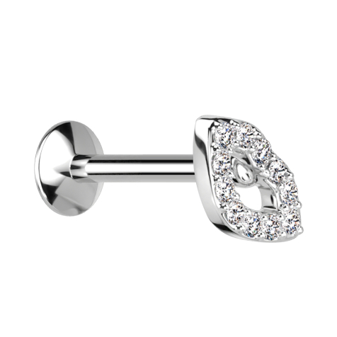 Micro Threadless UFO Labret silver Mouth silver Crystals silver