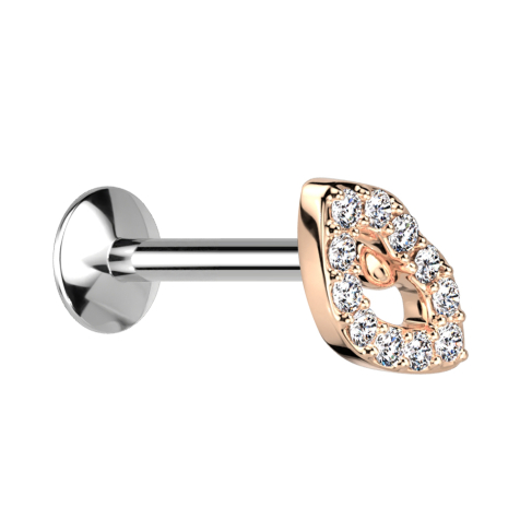 Micro Threadless UFO Labret silber Mund rosegold Kristalle silber