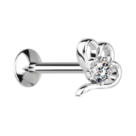 Micro Threadless UFO Labret argento cuore cavo argento cristallo argento