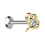 Micro Threadless UFO Labret argento cuore cavo cristallo...