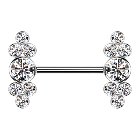 Barbell filettatura interna argento sette cristalli argento