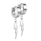 Folding earring silver with lightning bolt pendant