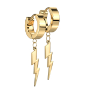 Gold-plated hinged earring with lightning bolt pendant