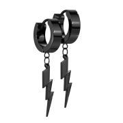 Folding earring black with lightning bolt pendant