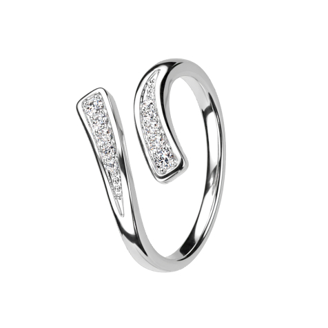 Ring silber zwei Ende mit Kristallen
