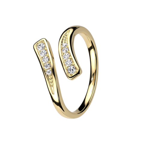 Ring gold-plated two ends with crystals