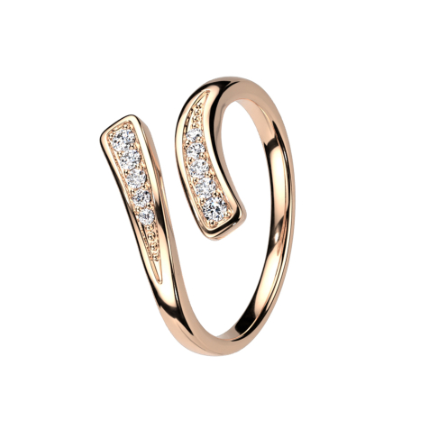 Anneau rose doré deux extrémités avec cristaux