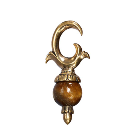 Gancio per orecchio in oro rosa a forma di lanterna in pietra occhio di tigre