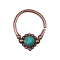 Micro piercing ring rose gold ball flower with turquoise stone