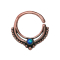Micro piercing ring rose gold ball rim with blue opal