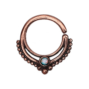Micro Piercing Ring rosegold Kugelrand mit Opal weiss