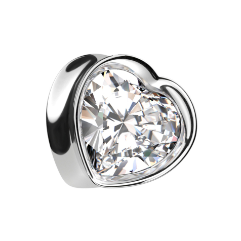 Flared Plug coeur argenté avec grand cristal argenté