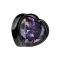 Flared Plug Herz schwarz mit grossem Kristall multicolor