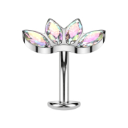 Threadless Labret Bar Banana Silver Fan Silver with Four...