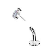 Threadless Labret-Stab Banane silber Fächer silber mit vier Kristallen multicolor