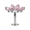 Tige labret sans filetage Banane argent Éventail argent avec quatre cristaux roses
