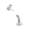 Threadless Labret-Stab Banane silber Fächer silber mit vier Kristallen pink