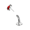 Threadless Labret-Stab Banane silber Fächer silber mit vier Kristallen rot