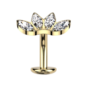 Threadless Banana Labret Stud, Gold-Plated, Fan-Shaped,...