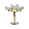 Threadless Banana Labret Stud, Gold-Plated, Fan-Shaped, Gold-Plated with Four Silver Crystals