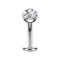 Threadless labret bar banana silver ball crystal silver