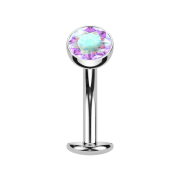 Threadless Labret Bar Banana Silver Ball Crystal Multicolor