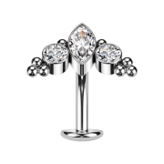 Barra labiale senza filettatura banana argento cristallo...