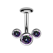 Barretta labret senza filetto banana argento frontale tre...