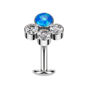 Tige labret sans filetage Banane argent Opale bleue trois...