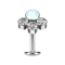 Tige labret sans filetage Banane argent Opale blanche Trois cristaux argent