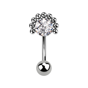 Micro Threadless Banane argent avec boule et demi-fleur...