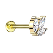 Micro Labret senza filettatura placcato oro con tre...