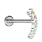 Micro Threadless Labret silber gebogen sieben absteigende Kristalle multicolor