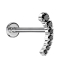 Micro Threadless Labret silver curved seven descending crystals black