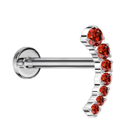 Micro Threadless Labret argento ricurvo sette cristalli...