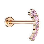 Micro Threadless Labret oro rosa curvo sette cristalli...