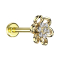 Micro Labret Innengewinde vergoldet hohle Blume Kristalle silber