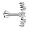 Micro labret sans filetage fleur argentée Fleur cristaux argentés quatre cristaux
